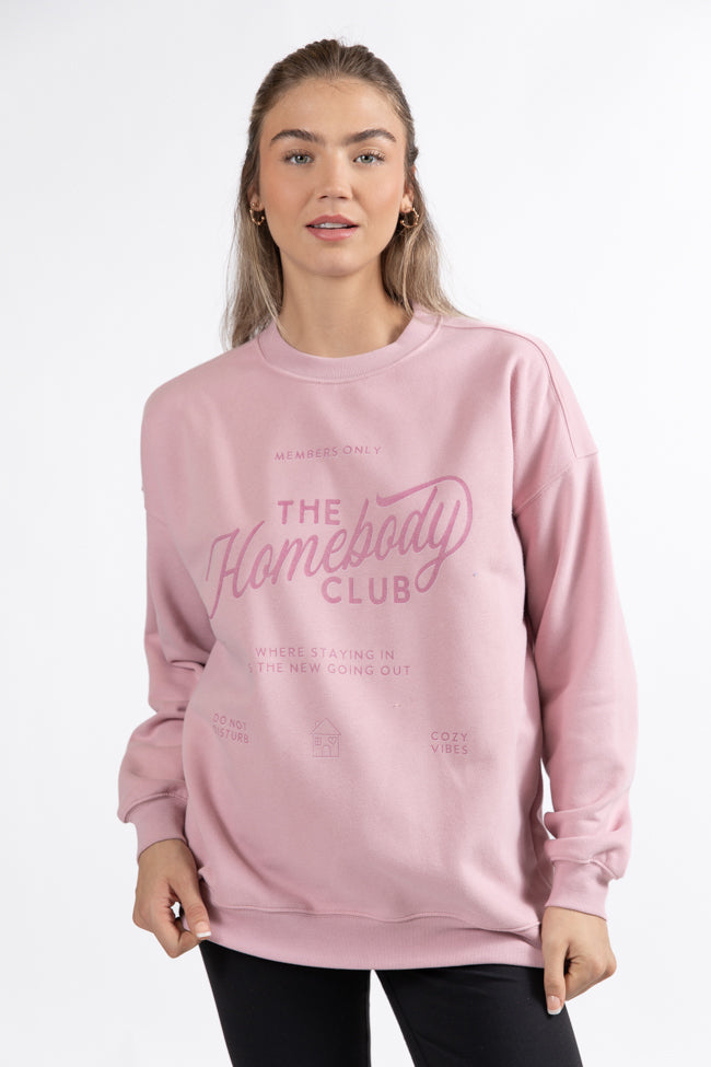 Homebody Club Mauve Oversized Graphic Sweatshirt Sale 2025 Unisex