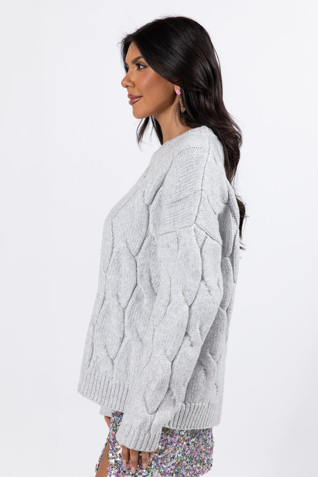 Steer Me Right Grey Oversized Cable Knit Sweater SALE Sast