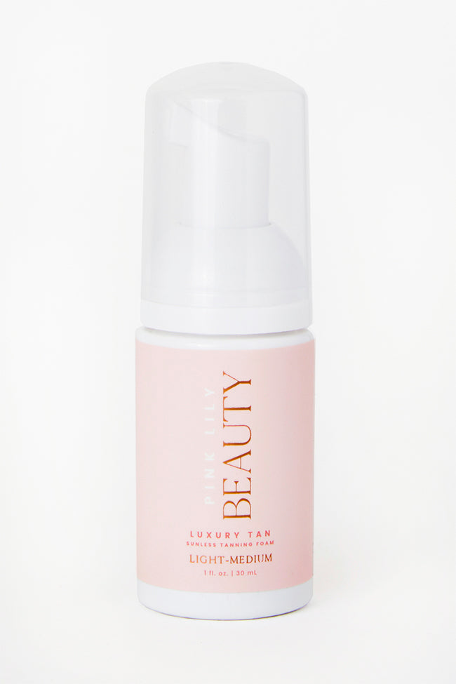 Pink Lily Beauty Luxury Tan Travel Sunless Tanning Foam Self Tanner - Light Medium Clearance Fast Delivery