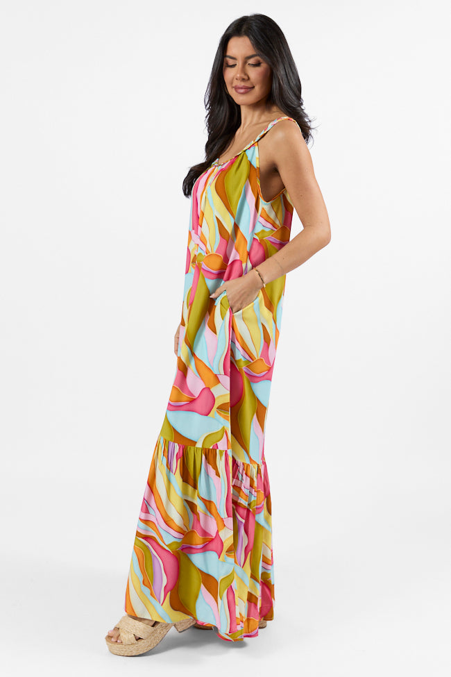 Painting The Sky Multi Print Maxi Dress Wholesale Pice