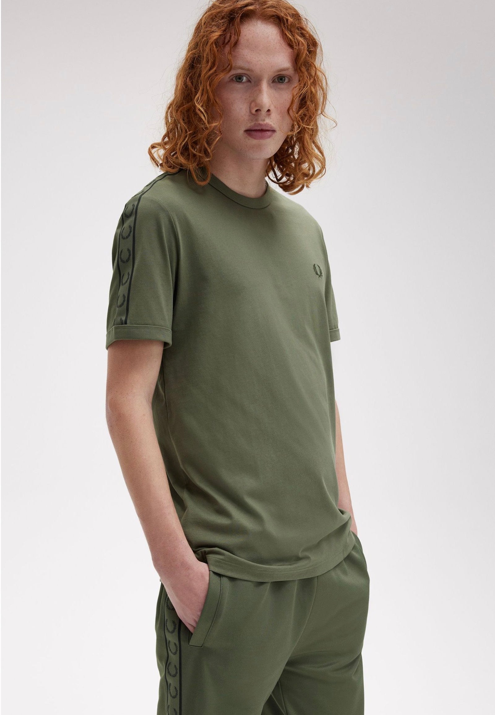 Fred Perry - Contrast Tape Ringer Laurel Wreath Green/Night Green - T-Shirt Outlet Clearance