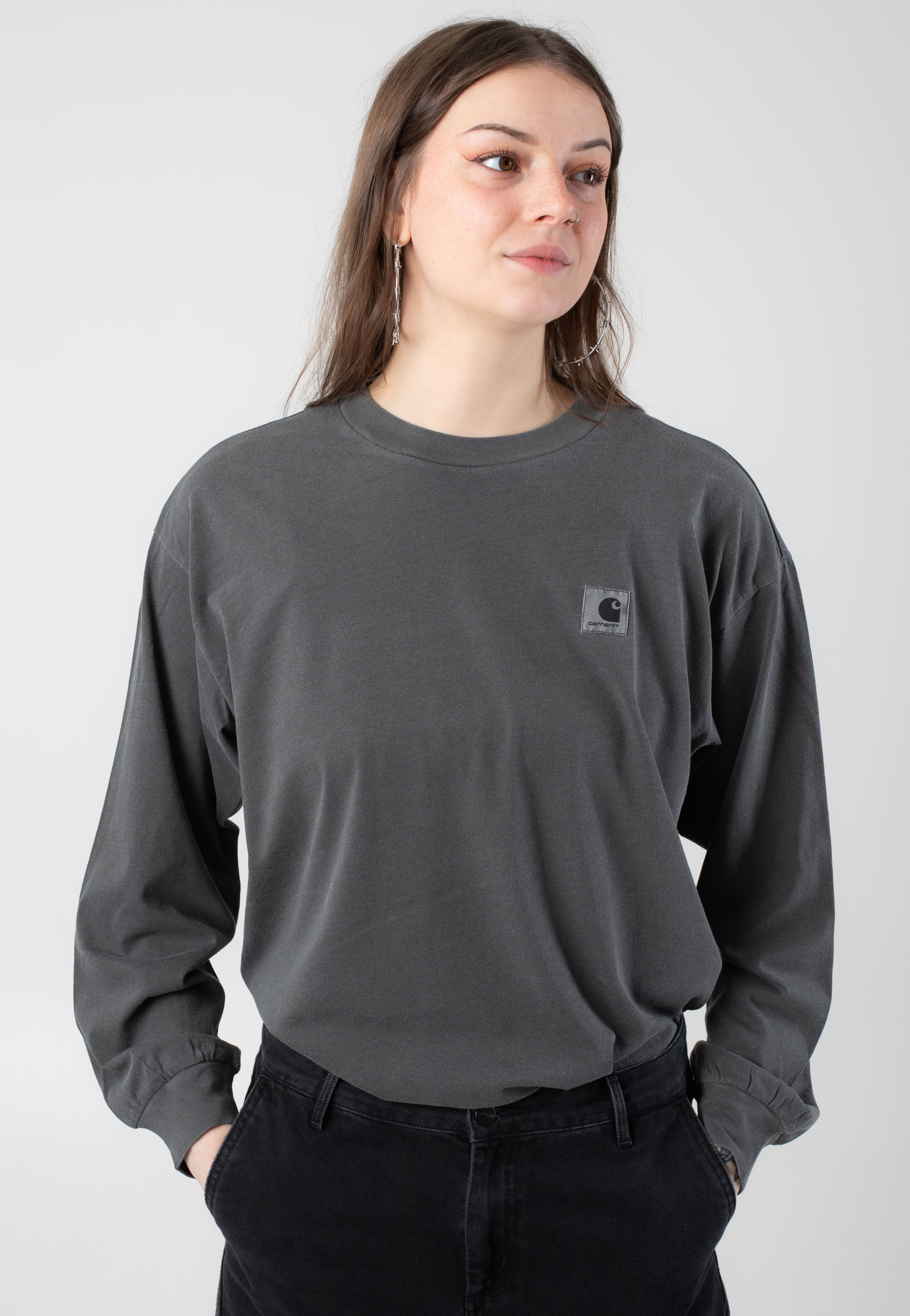 Carhartt WIP - W' Nelson Garment Dyed Graphite - Longsleeve