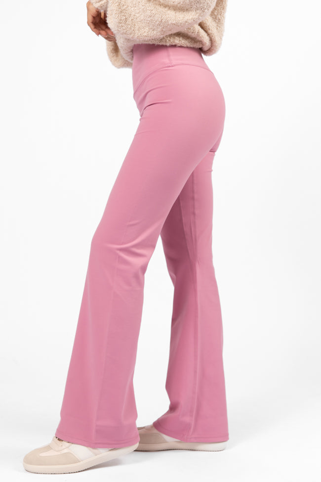 Get Moving Pink Flare Knit Leggings SALE View