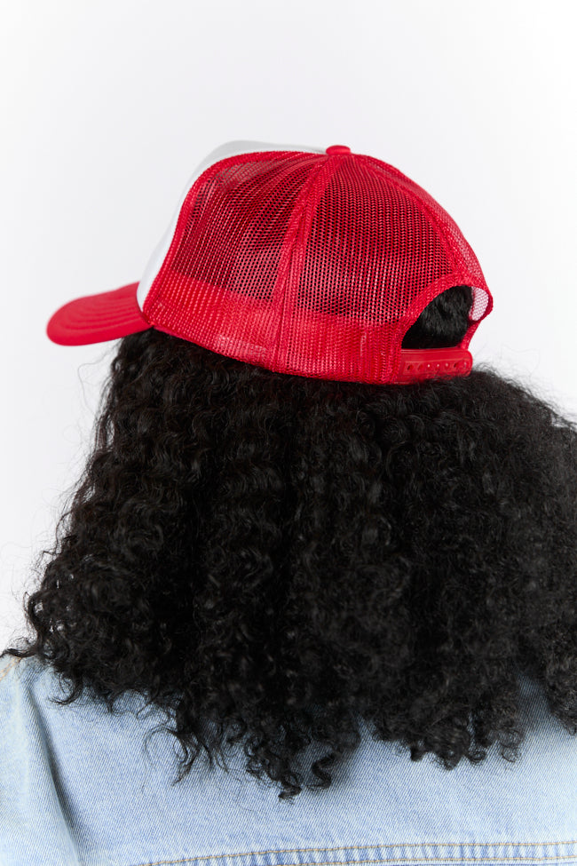 Cupid Must Be A Cowboy Red and White Trucker Hat FINAL SALE Sale Geniue Stockist