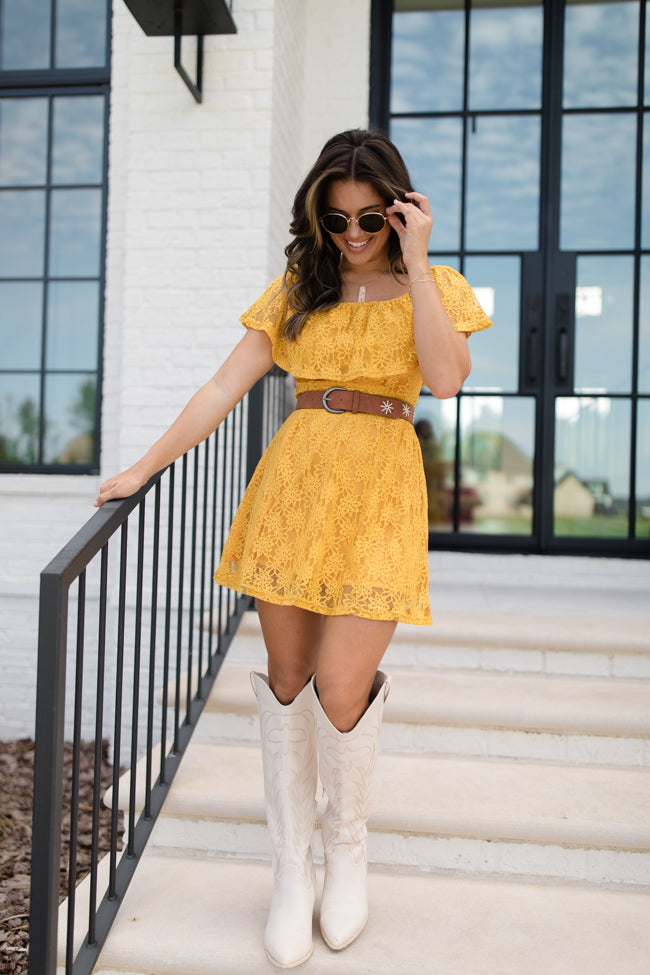 Brighten My Day Off The Shoulder Lace Mini Dress FINAL SALE Discount Shop For