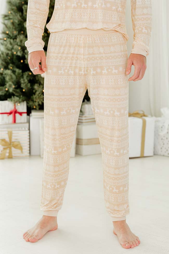 Snowy Days Men Beige and Ivory Fair Isle Pajama Pant FINAL SALE Cheap Sale Finishline