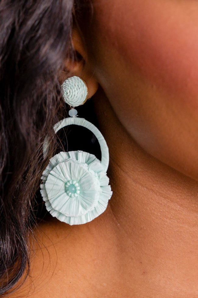 Turquoise Raffia Statement Earrings Sale Authentic