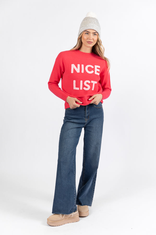 Nice List Red Crew Neck Sweater FINAL SALE The Cheapest Cheap Online