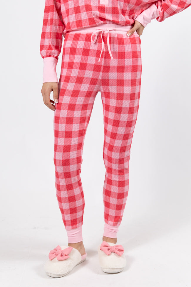 Outshine The Rest Pink Plaid Lounge Joggers FINAL SALE Original Cheap Pice