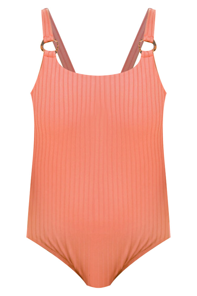 Watch Me Unwind Ribbed Terracotta One Piece Swimsuit FINAL SALE Visa Payment