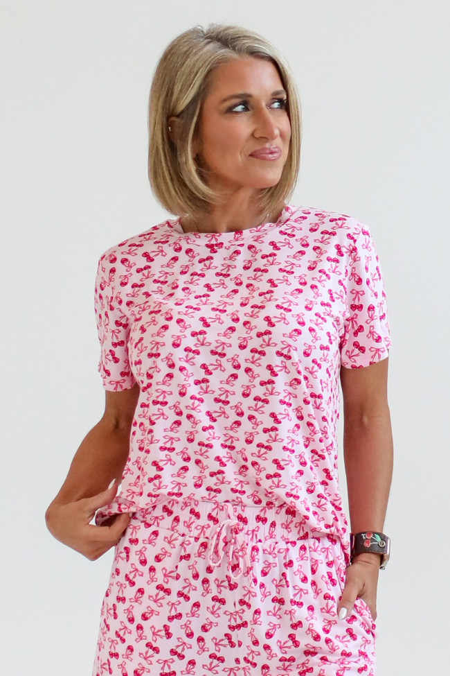 Over the Moon Cherry Hearts Pajama Top Kalee Rogers x Pink Lily FINAL SALE Discount Choice