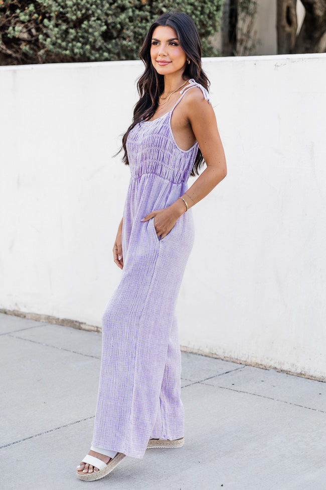 Jump For Joy Lavender Gauze Jumpsuit Discount Collections