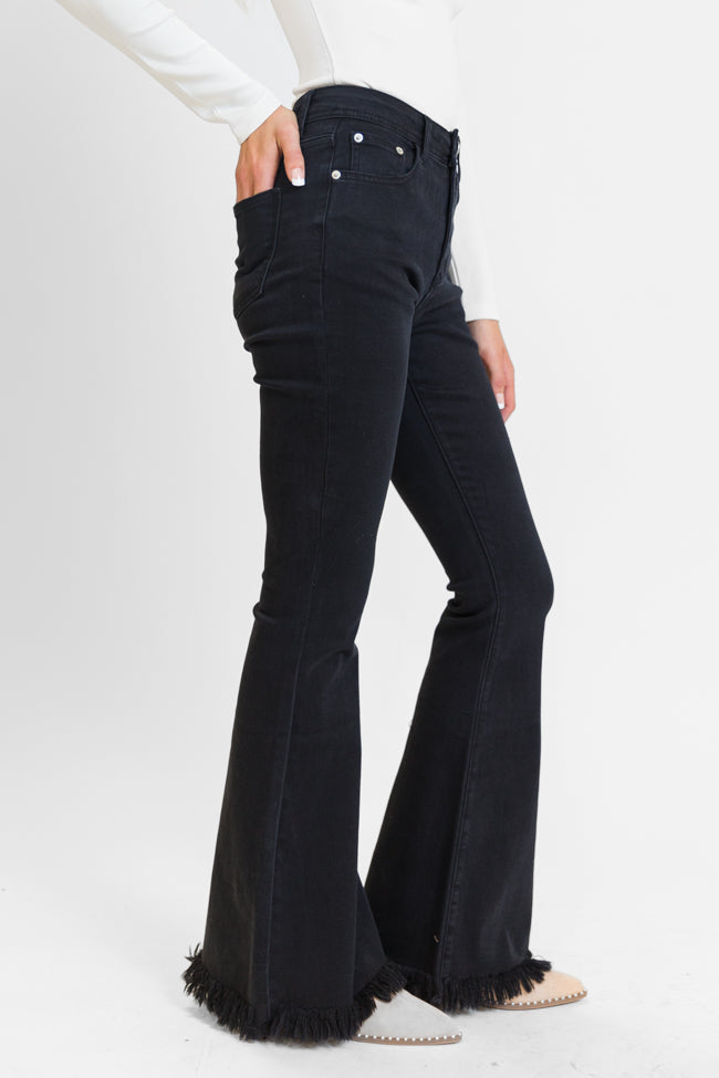 Maren Black Wash Stretchy Flare Jeans Free Shipping Fashion Style