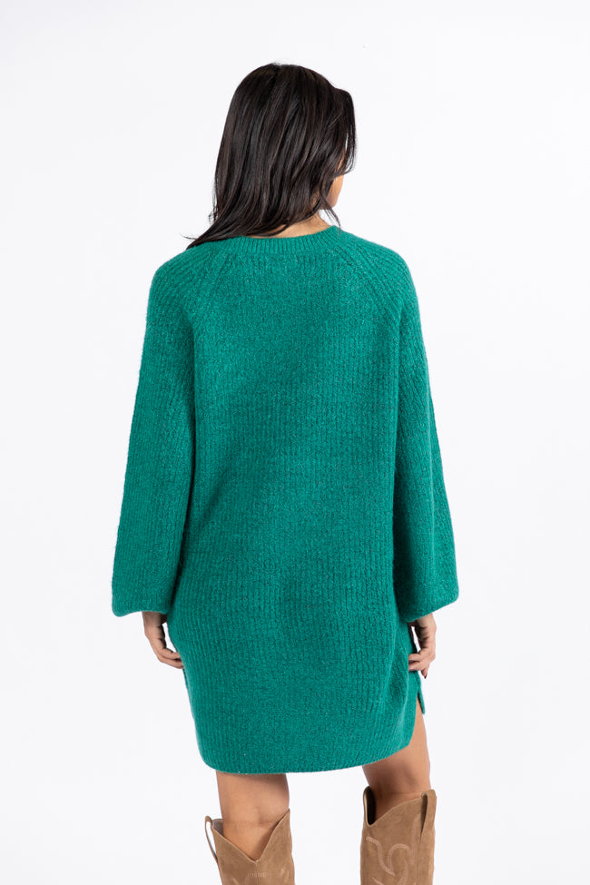 Sweet and Simple Evergreen Crewneck Sweater Dress SALE Clearance Cost