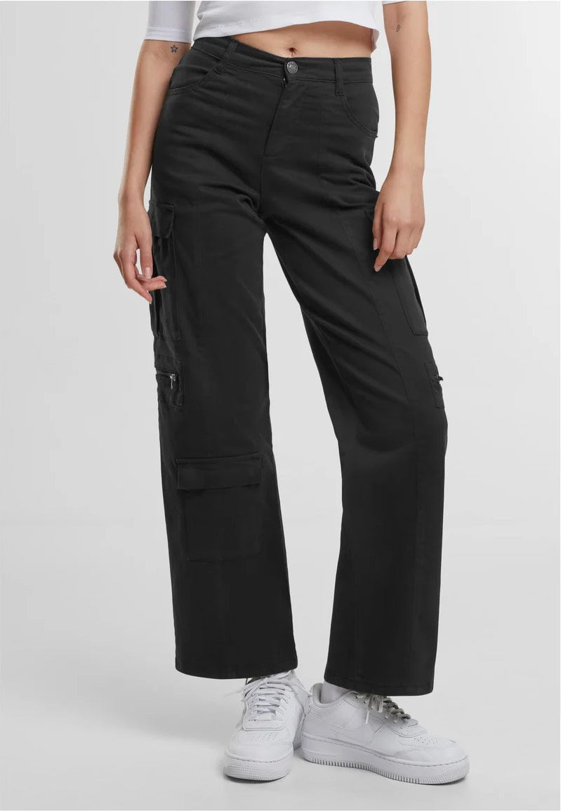 Urban Classics - Ladies Loose Utility Stretch Twill Black - Pants Sale View