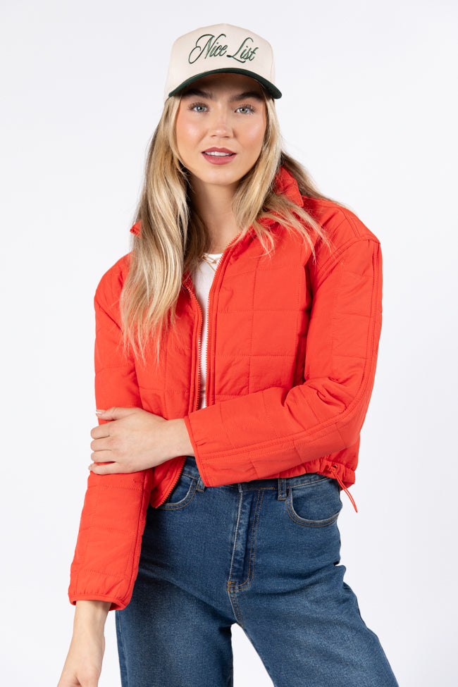 Heating Up Tomato Lightweight Puffer Jacket FINAL SALE Sale Clearance