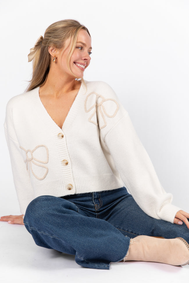 As Pretty Does Ivory Bow Cardigan FINAL SALE Outlet Largest Supplier