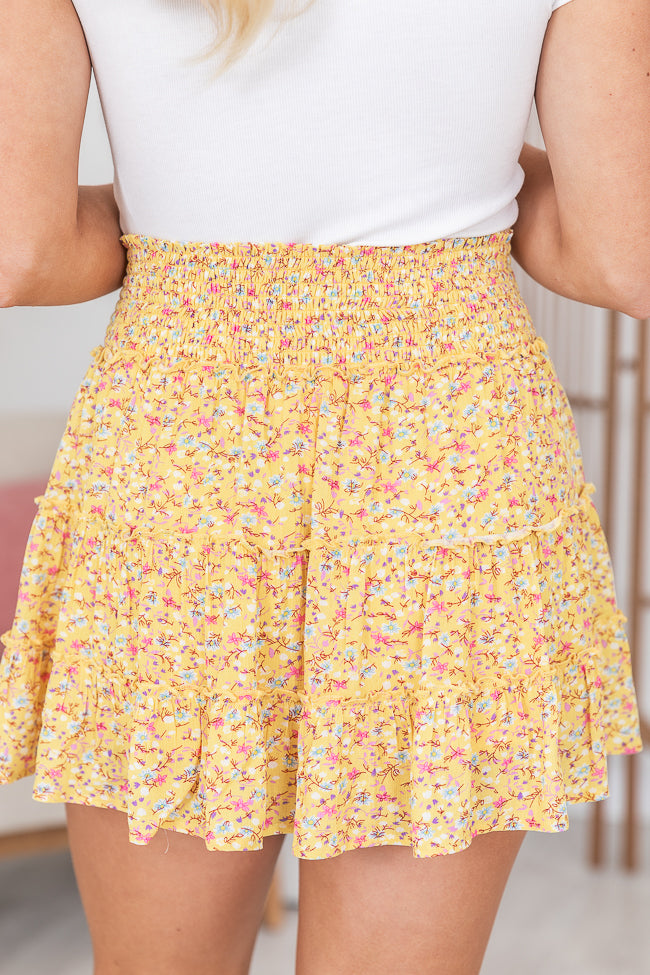 Through The Garden Yellow Floral Mini Skort How Much For Sale