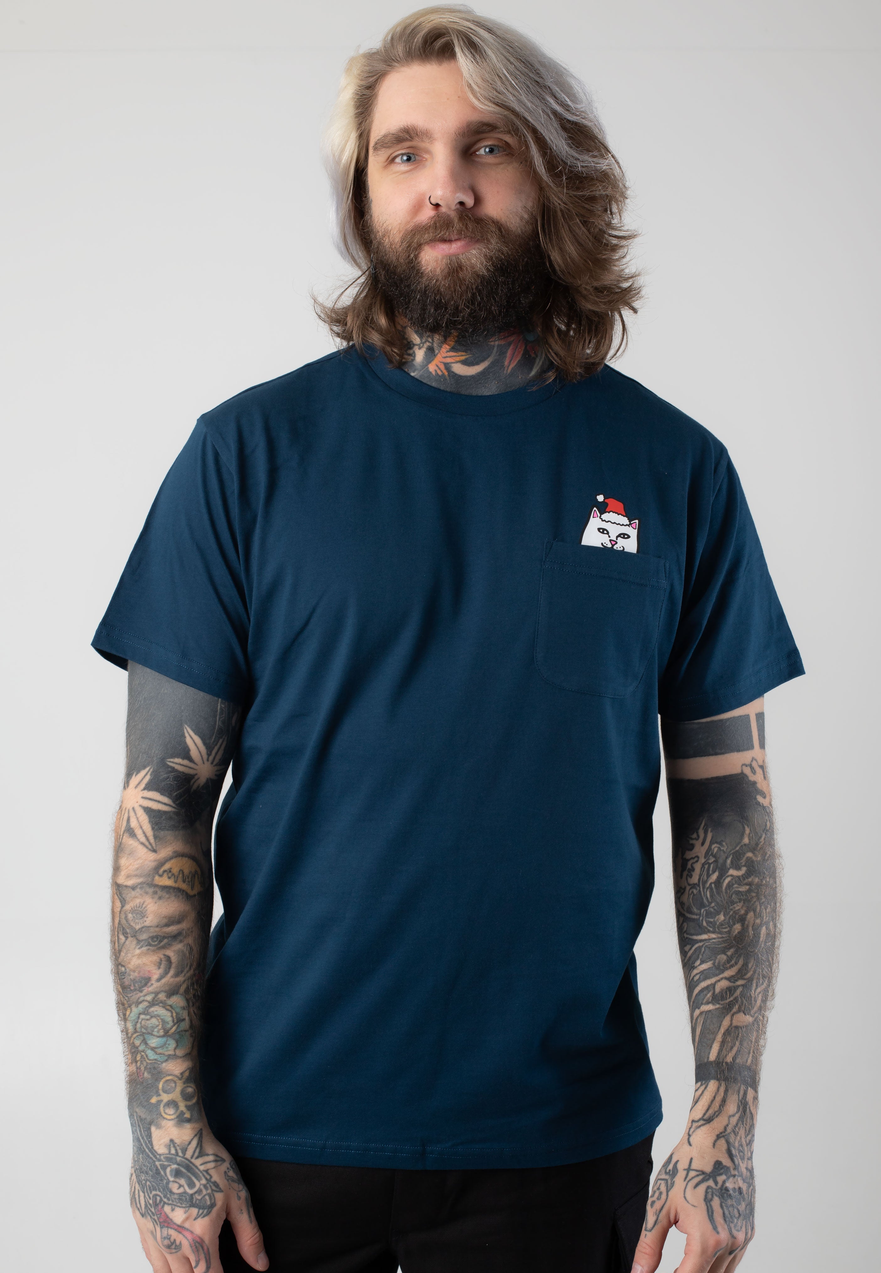 RIPNDIP - Secret Santa Pocket Navy - T-Shirt New For Sale