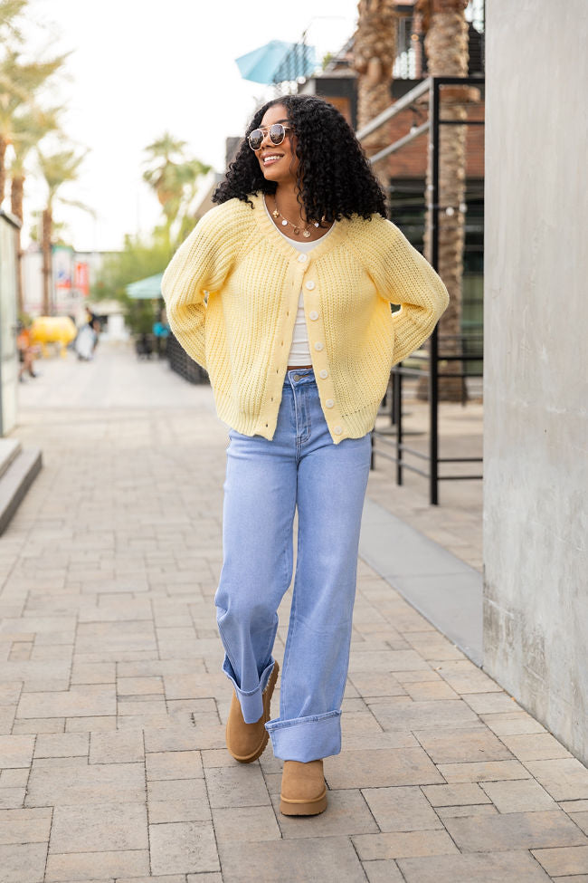 Do Me A Solid Yellow Button Up Cardigan Sale Lowest Pice