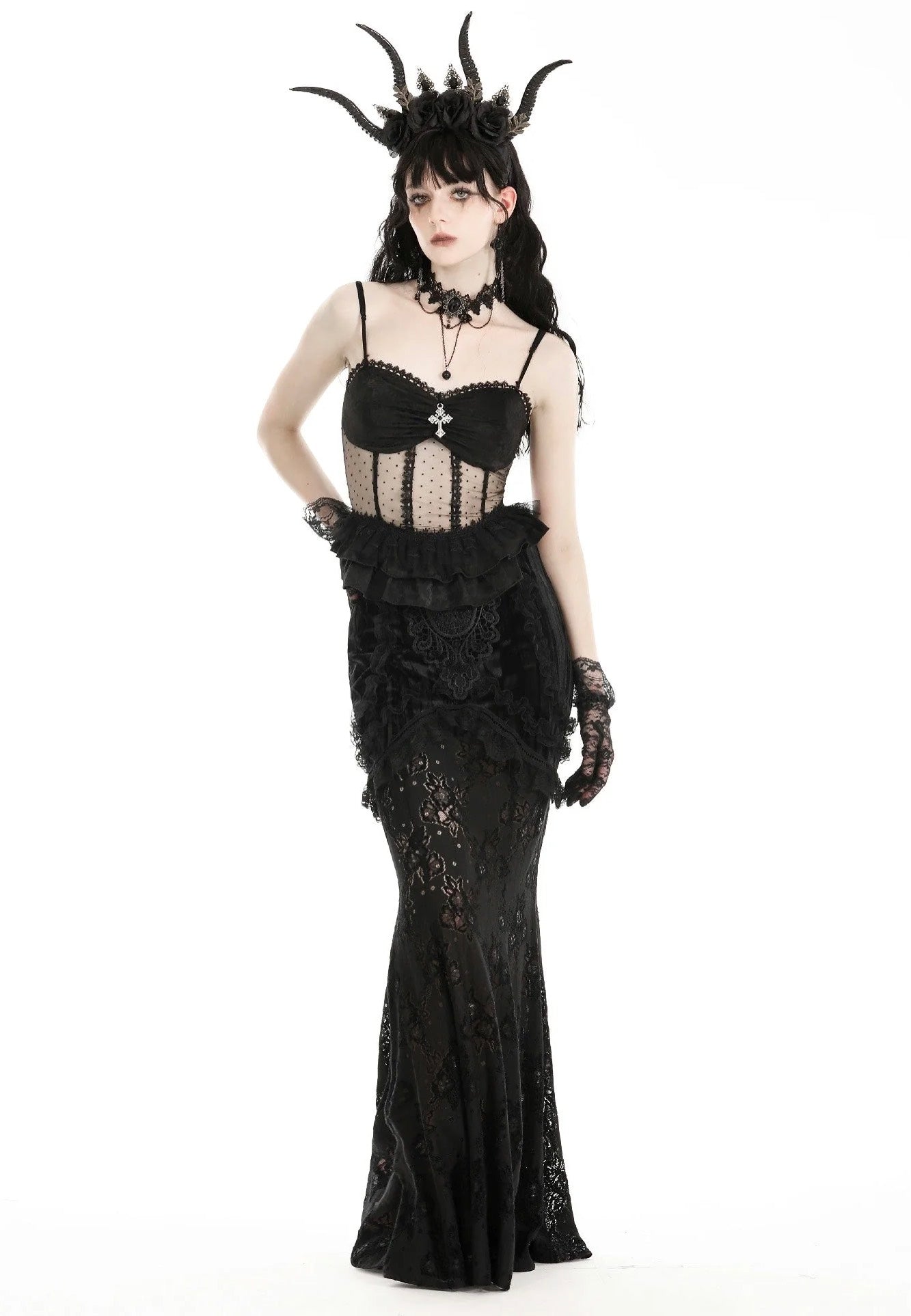 Dark In Love - Gothic Lace See Through Black - Top Free Shipping Top Quality