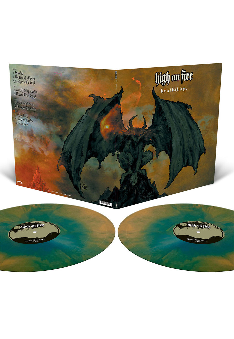 High On Fire - Blessed Black Wings Aqua Blue/Halloween Orange Galaxy - Colored 2 Vinyl Cheap Factory Outlet