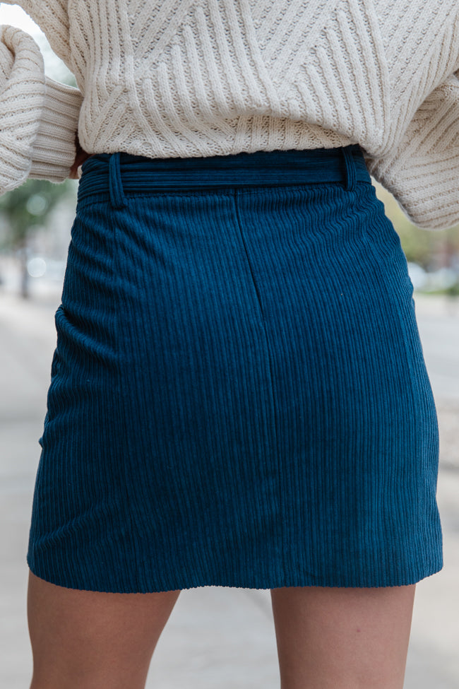 Talk About It Navy Belted Corduroy Skirt FINAL SALE Free Shipping Looking For