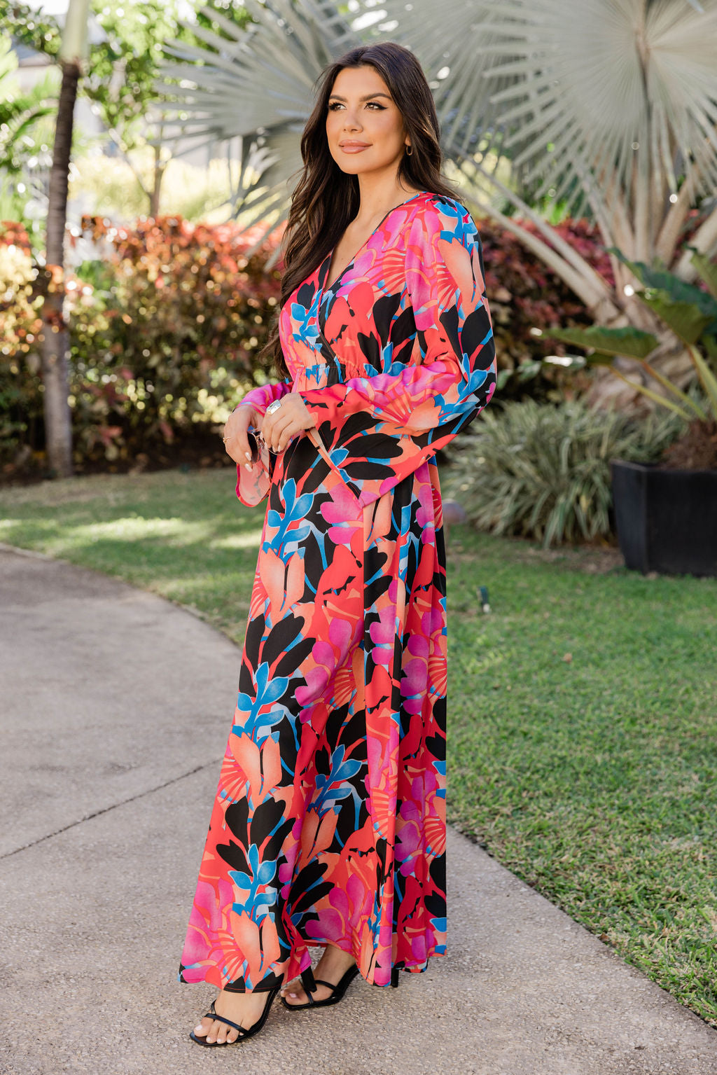 Dance The Night Away Long Sleeve Tropical Black Maxi Dress FINAL SALE Good Selling Online