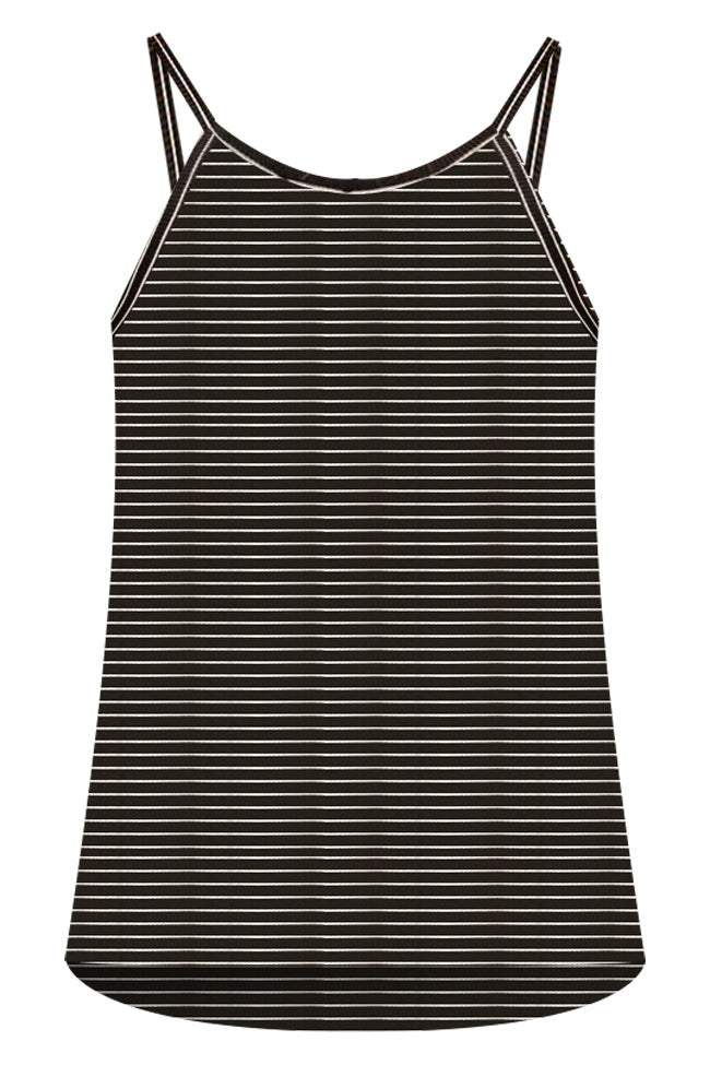 She's On It Black Striped Ribbed Halter Neck Tank FINAL SALE