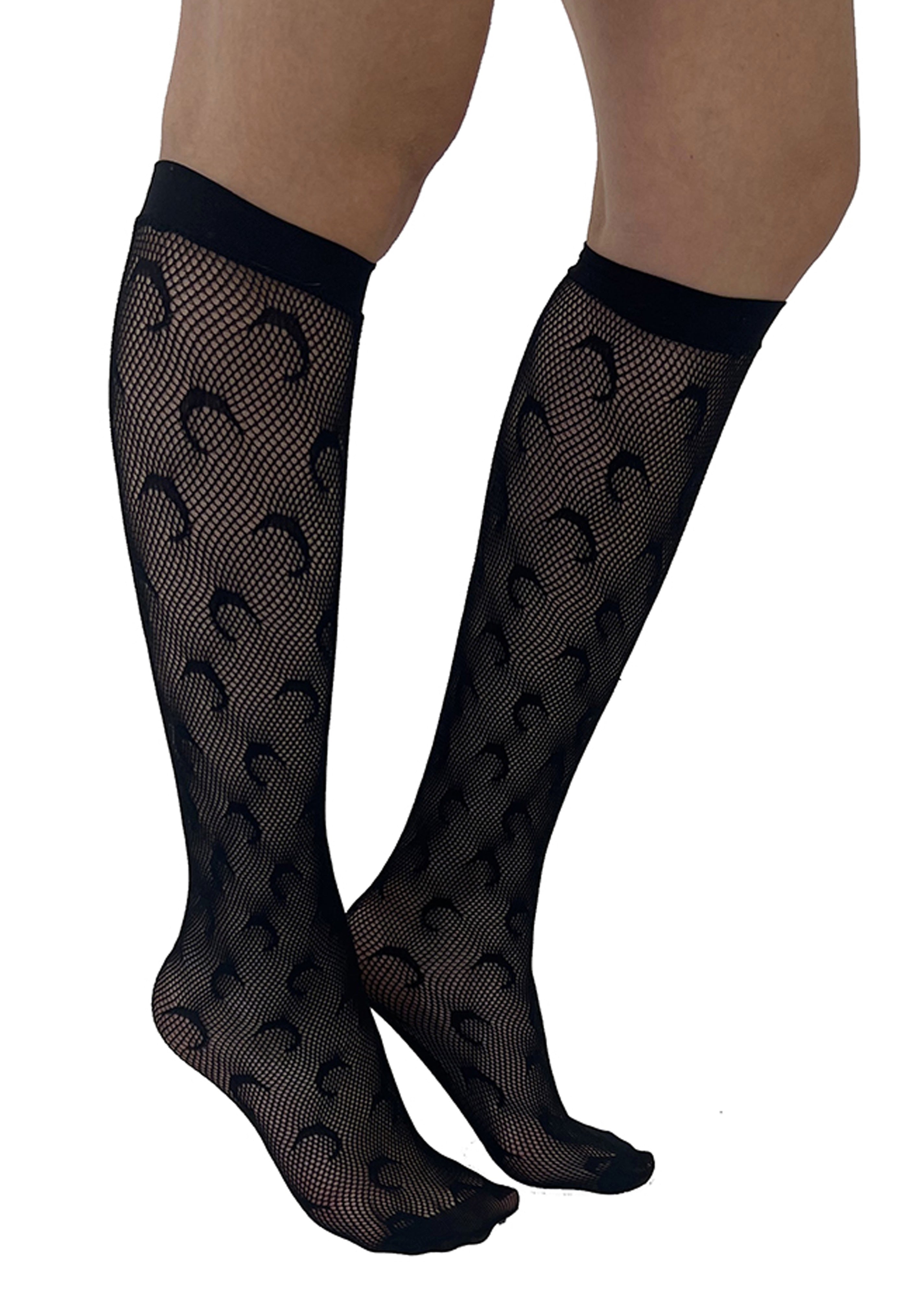 Pamela Mann - Crescent Moon Net Knee Black - Socks Free Shipping Top Quality