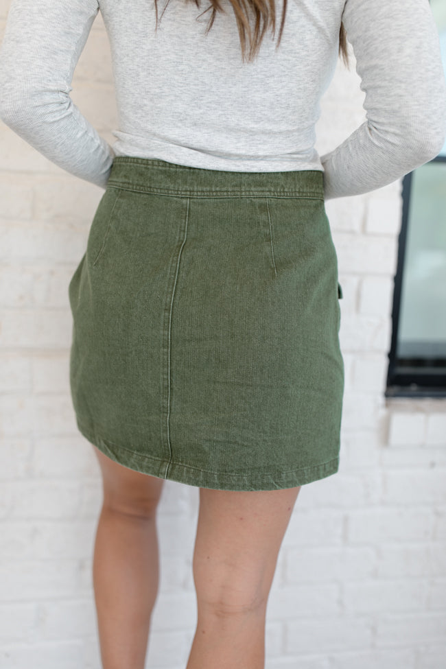 Worn In Love Olive Cargo Denim Mini Skort Buy Cheap Comfortable