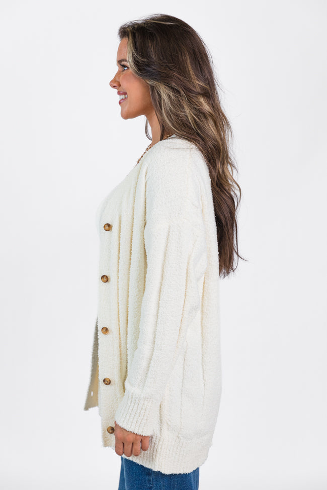 It's All True Ivory Fuzzy Cardigan And Tank Set FINAL SALE