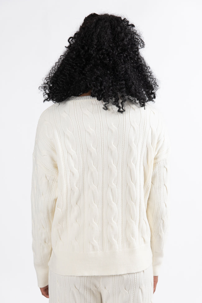 Forever Winter Ivory Cable Knit Sweater Lounge Top Macy Blackwell X Pink Lily FINAL SALE Top Quality Sale Online