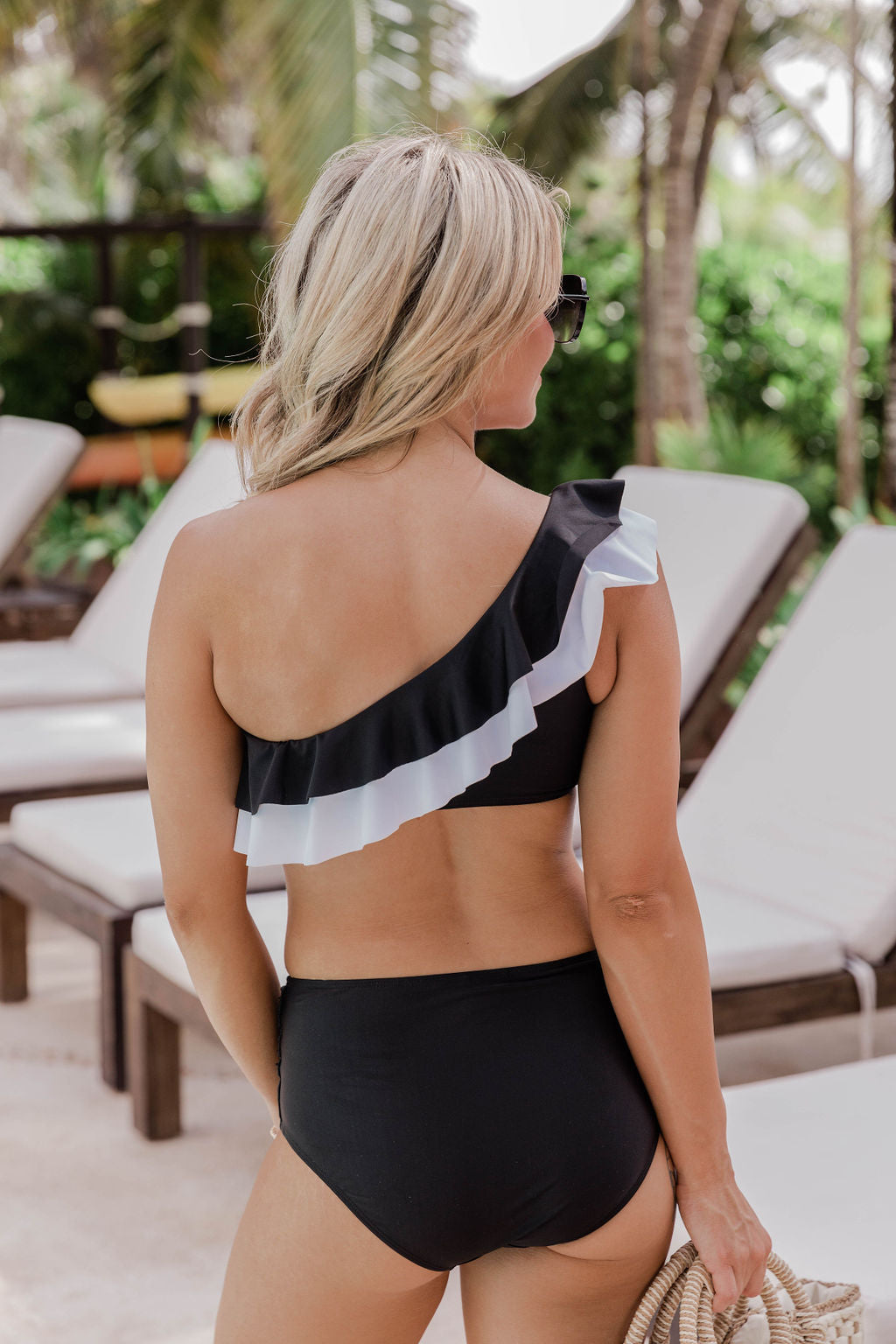 Aboard Ship Black One Shoulder Bikini Top FINAL SALE Cheapest Sale Online