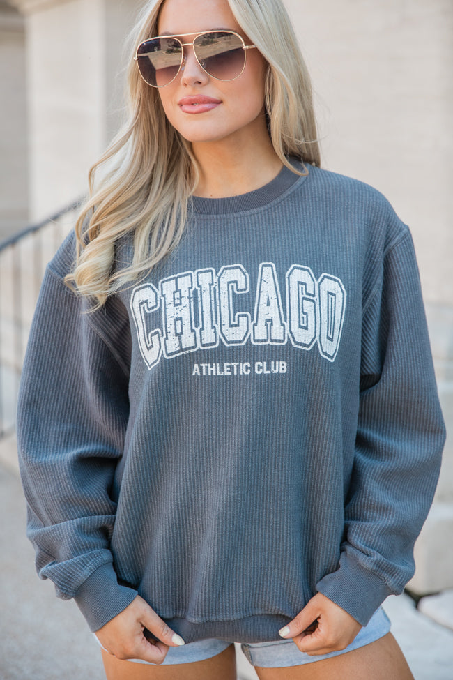 Chicago Athletic Club Charcoal Corded Graphic Sweatshirt Free Shipping Fast Delivery