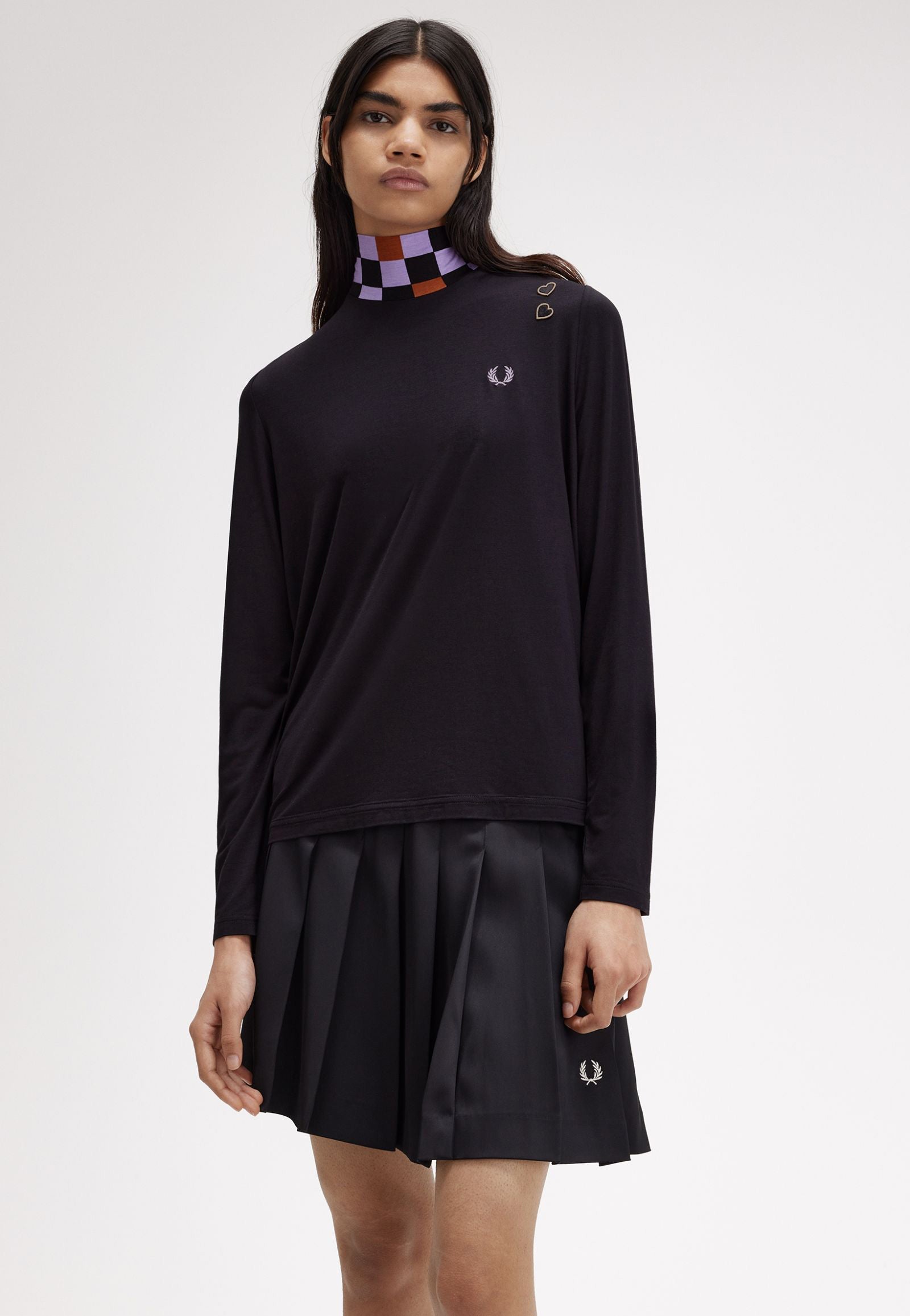 Fred Perry - Printed Trim High Neck Black - Longsleeve Sale Cheap Pice