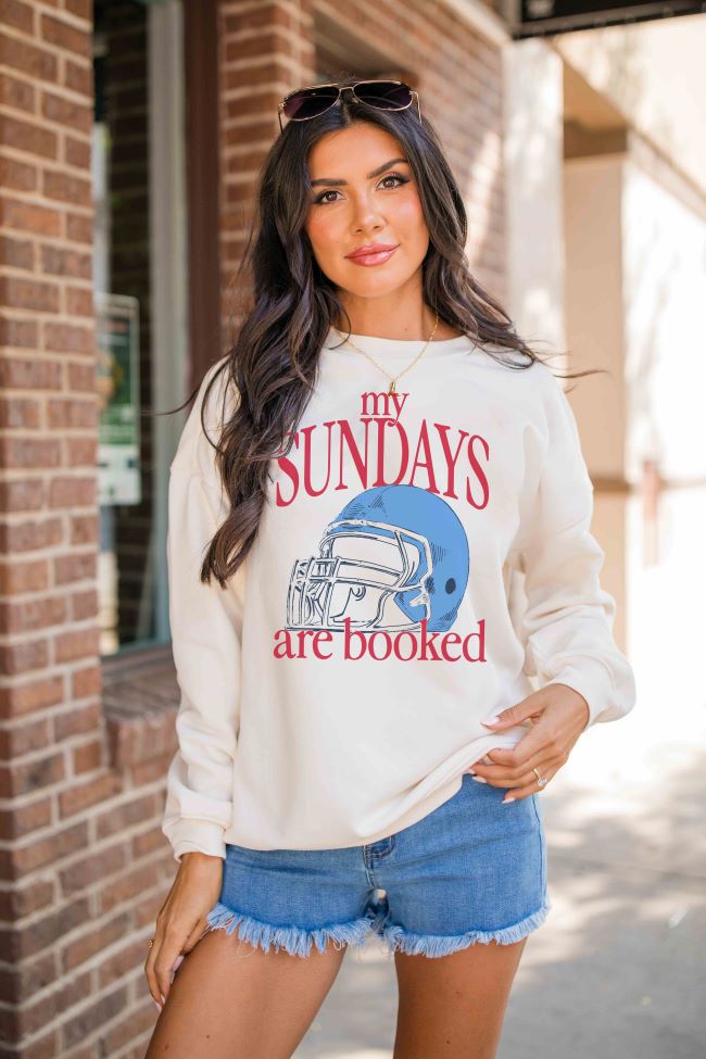 My Sundays Are Booked Cream Oversized Graphic Sweatshirt 2025 Cheap Online