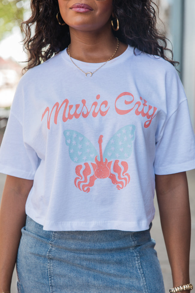 Music City Butterfly White Boxy Tee Buy Cheap From China