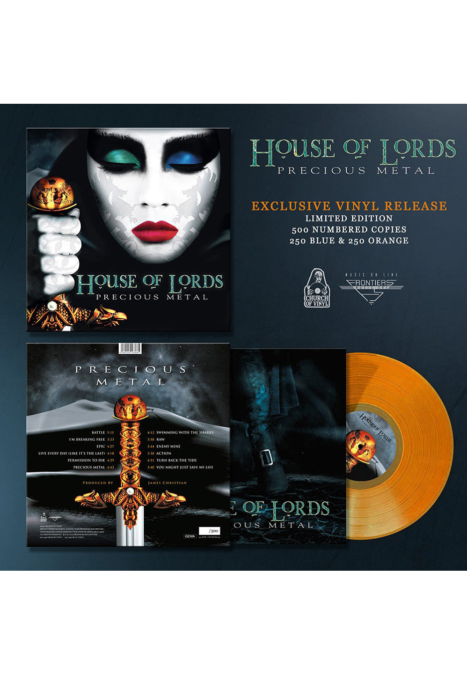 House Of Lords - Precious Metal Clear Orange - Colored Vinyl Free Shipping 2025 Unisex