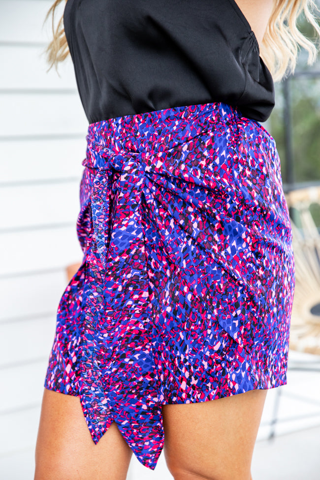 Take Me To The City Blue and Red Printed Tie Skirt FINAL SALE Clearance Choice