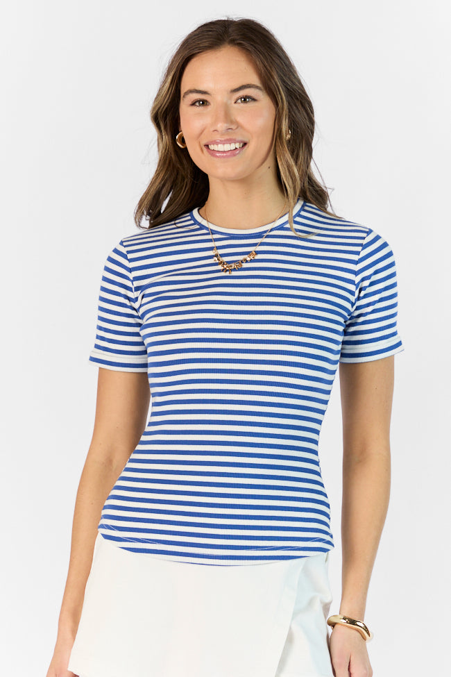 In Reach Navy Ribbed Knit Stripe Tee Pay With Visa For Sale