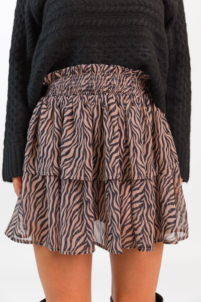 Breezy In Wild Over You Black and Tan Tiered Zebra Skort FINAL SALE For Sale Finishline