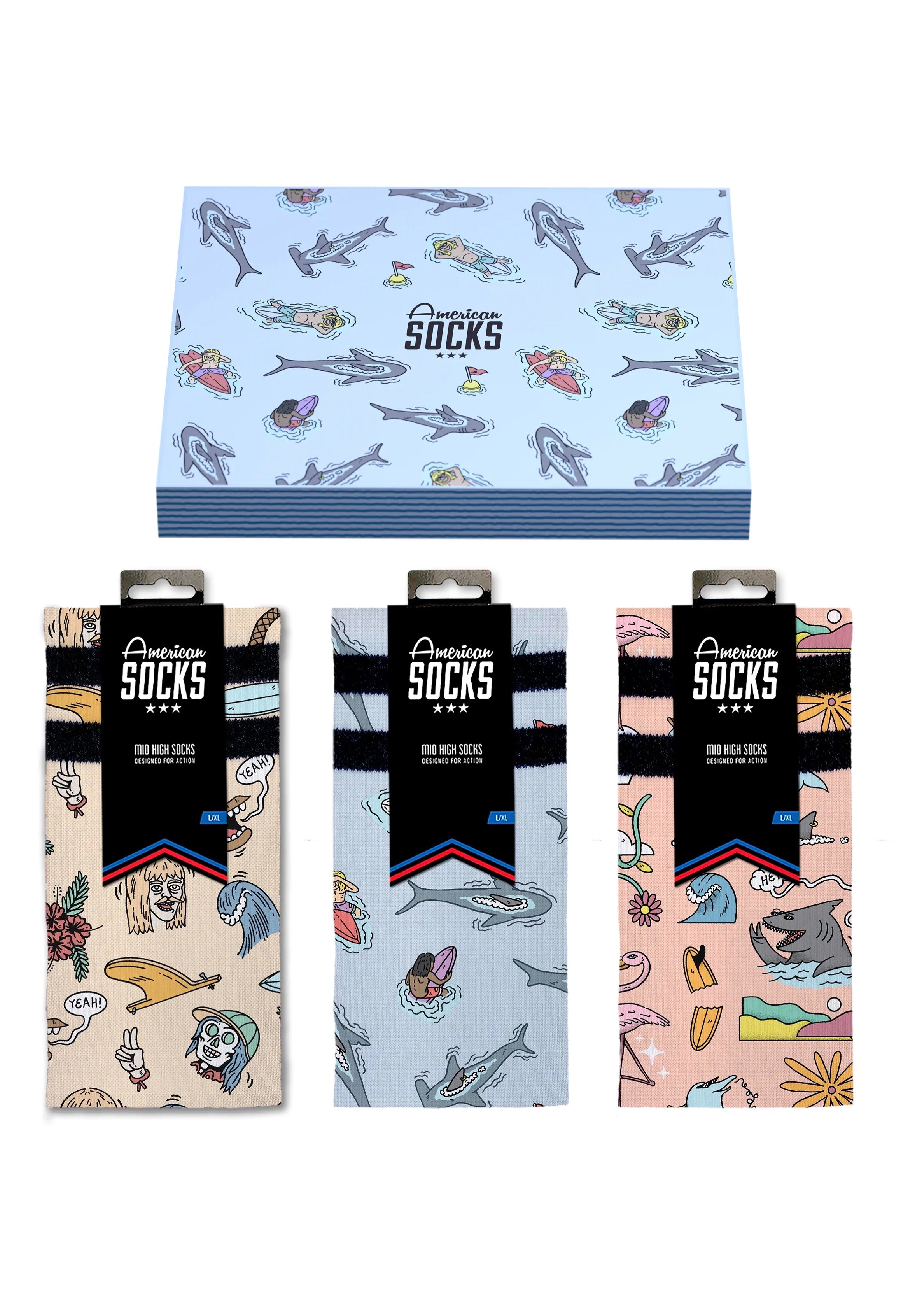 American Socks - Stinky Surfer Socks - Giftbox Fashionable Cheap Pice