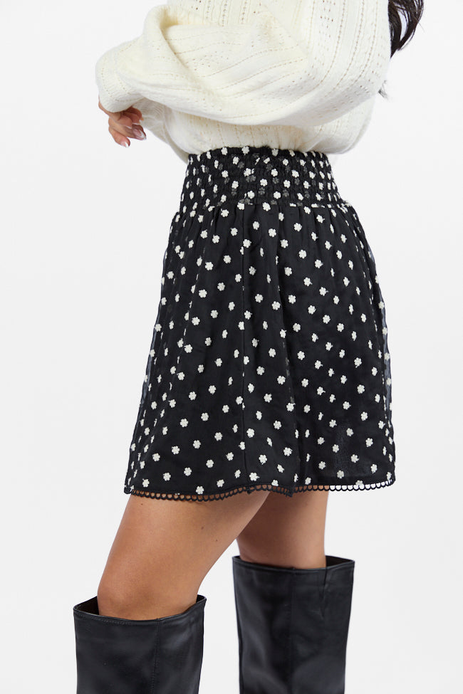 Through The Garden Black Floral Eyelet Trim Mini Skort Footlocker Finishline Cheap Pice