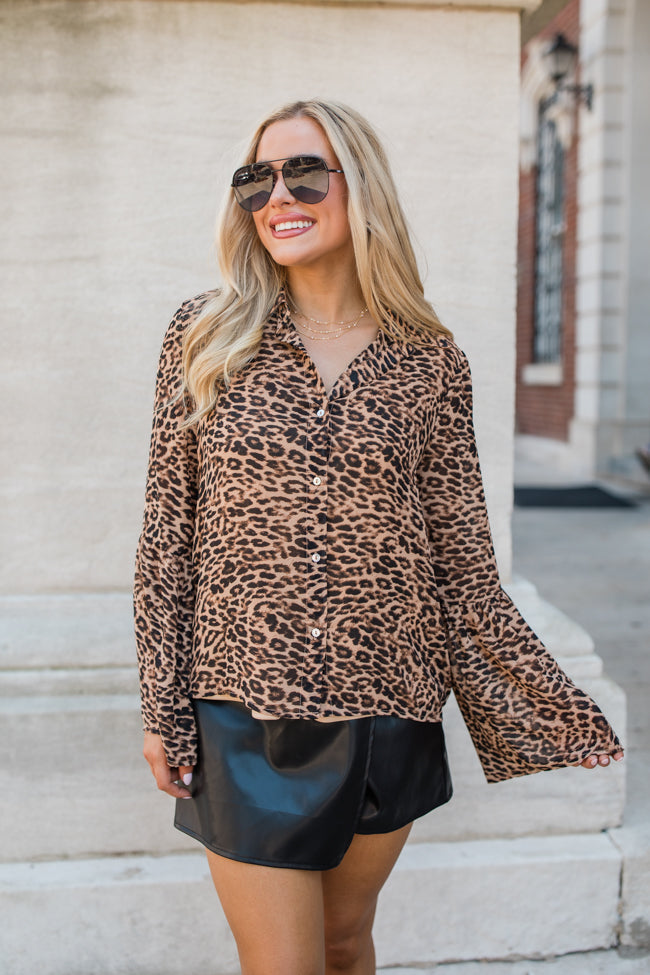 Along For The Drive Leopard Print Bell Sleeve Blouse FINAL SALE Sale View