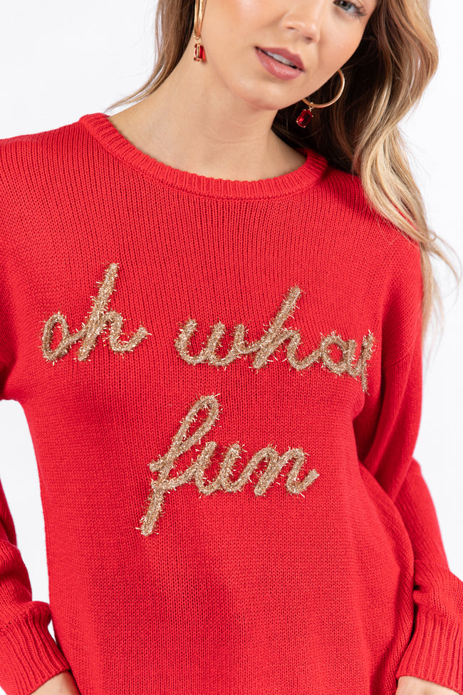 Oh What Fun Red Sweater FINAL SALE Clearance Deals