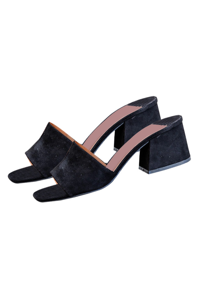 Liz Black Suede Slide Heels FINAL SALE Discount Popular