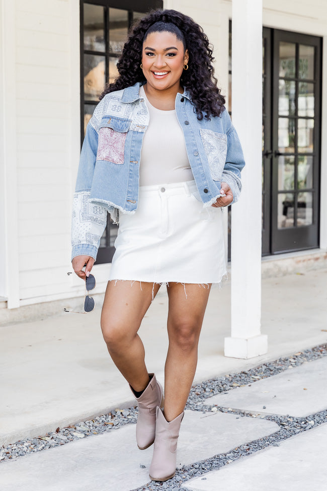 She's Gone White Distressed Denim Skirt FINAL SALE