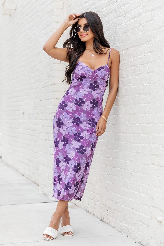 Looking Good Purple Floral Tank Strap Midi Dress FINAL SALE Outlet Locations Cheap Pice