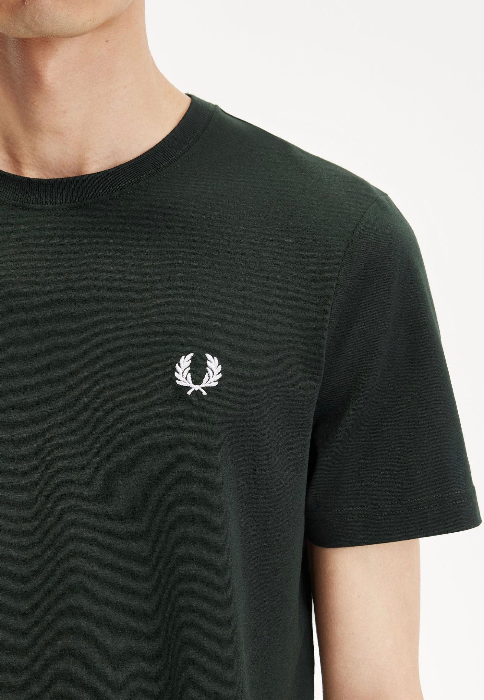 Fred Perry - Crew Neck Night Green/White - T-Shirt Discount Pay With Visa